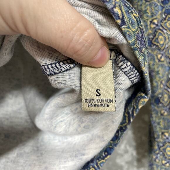 Ruff Hewn Blue Medallion Print Lace Up Front T-Shirt - Size Small - Long Sleeves - Picture 6 of 7